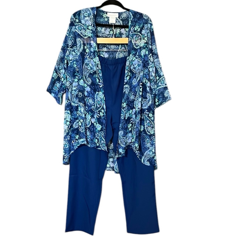 New Elizabeth Williams 2-Piece Set Kimono Style Cardigan & Pants Size Large